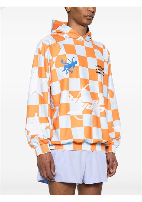 Orange logo checkerboard-print sweatshirt - men LIBERAL YOUTH MINISTRY | LYM05T1241